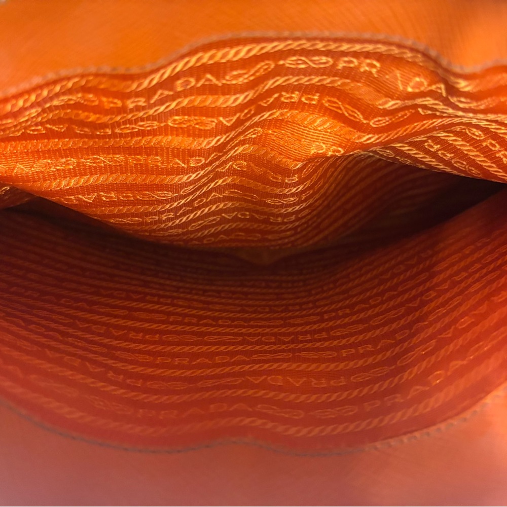 Authentic Prada BN2274 Saffiano Large Tote Papaya Orange Gold Hardware - Picture 7 of 12